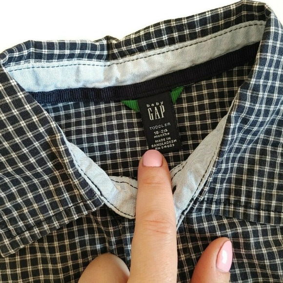 Gap 24 Months Navy Plaid Button Up Dress Shirt - Picture 3 of 3